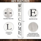 Tall White Welcome Sign - 6ft Rustic Farmhouse Decor for Front Door & Porch