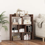 Giantex 7 Cube Bookshelf, Free-Standing Wooden Bookcase, 4 Tier Home Display Shelf, Horizontal Storage Unit w/Anti-Toppling Devices, Open-Back Display Rack for Study, Bedroom, Living Room, Walnut