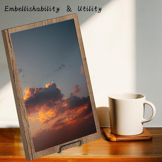Decolore 4 Pack 8.5 Inch Black Picture Stands for Display Square Plate Holder Display Stand Frame Stand for Picture, Decorative Plate, Photo Easel and Artistic Work