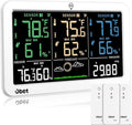 OBET Weather Station Wireless Indoor Outdoor Thermometer with 3 Sensors, Temperature Humidity Monitor with Alerts 500ft Range and 3 Adjustable Brightness White