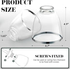 Eidonta 4 Pack Clear Glass Shade Replacements, Bell Shaped Glass Shade Covers with Silver Ring, 4.92"High, 4.72"Diameter, 1.65 "Fitter, High Transmittance Globe Lampshade