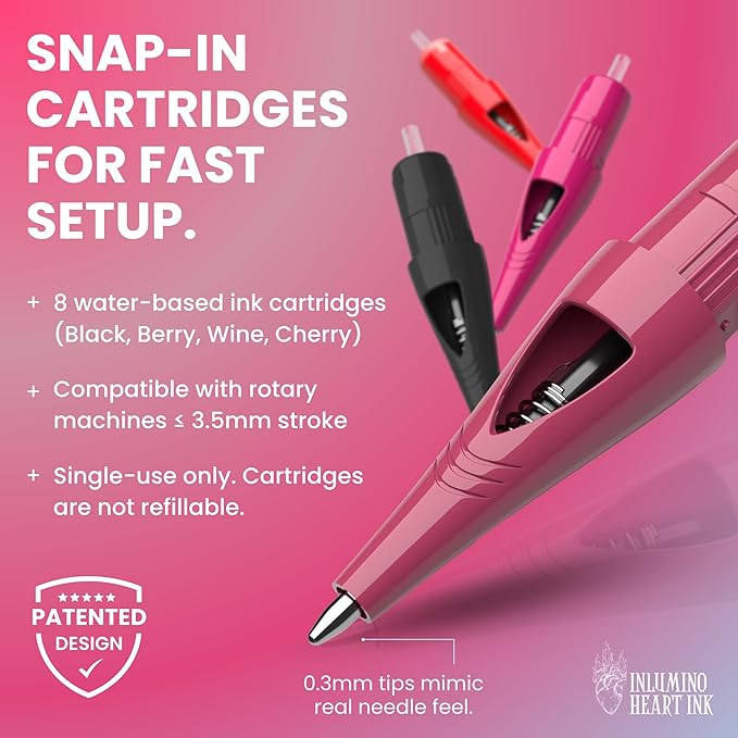 PMU Practice Pen – Wireless Precision Training Tool with 8 Ballpoint Cartridges – for Practicing Eyebrow, Lip, and Eyeliner Design Techniques on Paper – Includes 2 Batteries & Magnetic Case