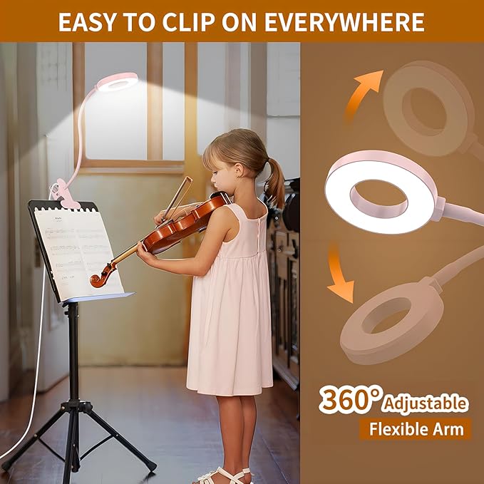 iZELL Desk Lamp, [3 Color Modes & 10 Brightness] LED Reading Light with Clamp, Silicone Flexible Arm Book Light for Kids Reading Book in Bed at Night Clip on Table, Headboard, Dorm - 15.8‘’ Pink
