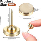 50 Set Magnetic Push Pins, Flat Push Pin, Magnetic Thumb Tacks for Wall Bulletin Board Poster and Photo Hangers (Gold)