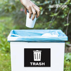 4pc Recycle Stickers + 4pc Trash Stickers | Weatherproof Vinyl Sticker Recycling Signs for Trash Bins, 7" x 10"