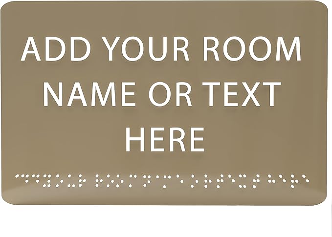 ADA CENTRAL SIGNS - 9" X6" Personalized Custom Sign - ADA Compliant Tactile Graphics Grade 2 Braille Text Acrylic Wall Signs - Add Your Room Name Text Sign for Home School Office Business Workplace