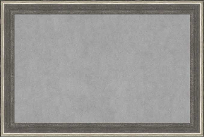 Amanti Art Grey Framed Magnetic Board 25x37 Large Vision Board for use with Magnets, 100% Metal Sheet to Display Items as Office Decor or for Home Organization in mudroom, Kitchen or Kids Room
