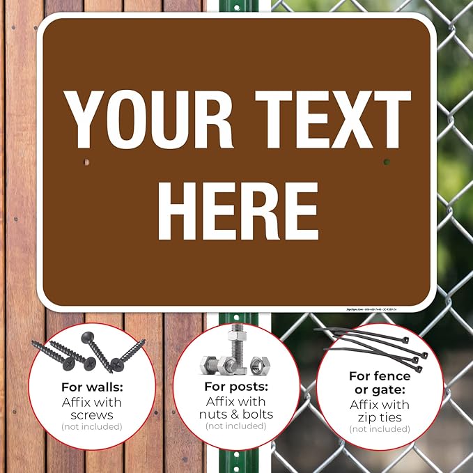 Custom Sign, Personalized Metal Signs, Customize for Business, Workplace, Home, Airbnb, Delivery Brown Signs, 18x24 Inches, Rust Free .063 Aluminum, Fade Resistant, Made in USA by Sigo Signs