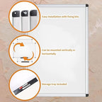 VIZ-PRO Dry Erase Board/Whiteboard, 36 X 24 Inches, Wall Mounted Board for School Office and Home