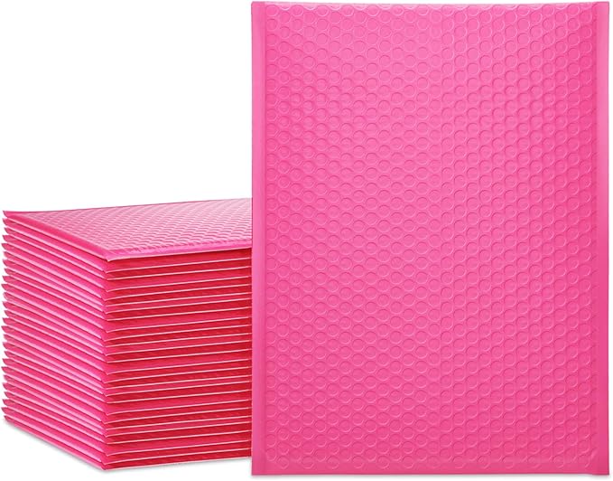 UCGOU Bubble Mailers 9.5x14.5 Inch Hot Pink 25 Pack Poly Padded Envelopes Large #4 Mailing Packages Opaque Packaging Postal Self Seal Adhesive Waterproof Boutique Shipping Bags for Clothes
