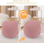 MeMoreCool Stuffed Round Pouf Ottoman Foot Rest, Floor Pouf Foot Stool with Soft Foam Chunk Filling, Small Round Ottoman Footstool Circle Footrest for Living Room, Pink