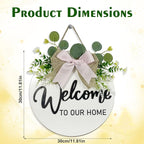 VPDTVK Welcome Sign for Front Door, Rustic Welcome Door Sign Outdoor Wreaths Decor for Spring Summer Autumn and Winter All Seasons Holiday Halloween Christmas(White)