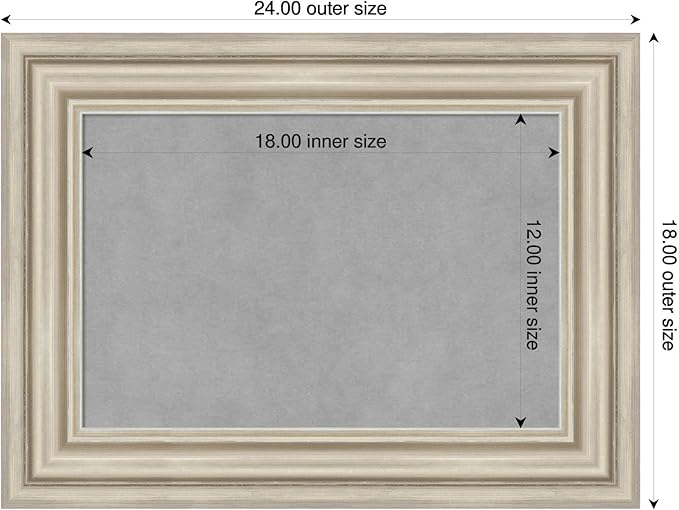Amanti Art Silver Framed Magnetic Board 18x24 Small Vision Board for use with Magnets, 100% Metal Sheet to Display Items as Office Decor or for Home Organization in mudroom, Kitchen or Kids Room
