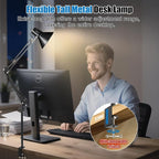 DXOVEEN LED Clamp on Desk Lamp,360°Adjustable Swing Arm Desk Lamp,Clamp Light with Eye-Caring LED Bulb for Home Office Reading Drafting