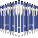 Zonon 38 Pieces Rubberized Ballpoint Pen with Stylus Tip Stylish Metal Pen Capacitive Styli with Soft Rubberized Grip, Black Ink for Most Devices(Dark Blue)