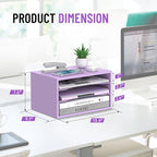 SHARKWOODS Wood Desk Organizer, 3 Tier Paper Tray Organizer for Desk with Adjustable Storage Shelves, Desktop File Organization Paper Sorter Mail Holder for Office Home Classroom, Purple