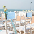 Buryeah 12 Pcs Reserved Seating Signs for Chairs Church Pew Reserved Chair Signs Placeholder with Printed Words for Weddings Parties Celebrations Receptions Church or Event (Dusty Blue)