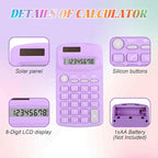 Tellegloww 48 Pcs Pocket Size Basic Calculators Bulk for Classroom Solar Battery Dual Power Display Calculator 8 Digit Colored Basic Calculator for Kids Student School Office