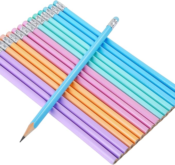 Jsehchya 50PCS Triangular Grip Wooden cased Pencils for Kids with Erasers, Fun Cute Wood Wedding Golf Triangle Pencils for School,Drawing,Gift (50PCS)
