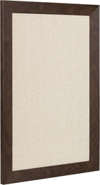 DesignOvation Beatrice Framed Linen Fabric Pinboard, 18x27, Walnut Brown