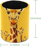 Leather Pen Holder for Desk, Cute Giraffe Pencil Cup Desktop Organizer Makeup Brush Holders Office Supplies for Home, Kids & School