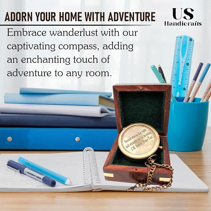 Be Strong and Courageous, Do Not Be Afraid Brass Engraved Compass with Stamped Wooden Case – Inspirational Birthday, Confirmation, and Baptism Gifts