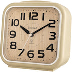 Tinload 5.5" Large Analog Alarm Clock Silent Non Ticking, Gentle Wake, Beep Sounds, Increasing Volume, Battery Operated Snooze and Manual Light, Easy Set, Cream