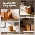Tenavo 2 Gallons Wooden Bin Wastebasket, Small Trash Can, Decorative Bathroom Trash Can, Waste Basket for Bedroom, Office Garbage Can, Wood Bathroom Accessories