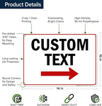 Custom Arrow,Custom Directional Sign, Right Arrow, 10x14 Inches, 55 mil thick HDPE (high density polyethylene), Made in USA by My Sign Center