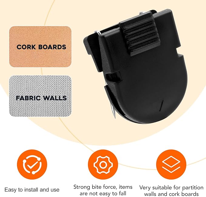 10PCS Cubicle Clips for Fabric Walls, Plastic Stainless Steel Fabric Panel Wall Clips Cubicle Hooks Cubicle Wall Accessories for Picture Photos Note Memo Hanging