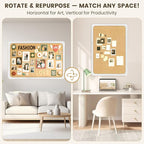 Bulletin Board, 60 x 24 in Felt Pin Board - Cork Board Alternative for Wall, Foldable Picture Self-Adhesive Vision Prayer Board with 20 Pushpins 10 Cards - Lightweight Home/Office Décor