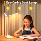 Ddlisu LED Desk Lamp with USB Charging Port, 5 Color Modes 10 Brightness, Dual Swing Arm Dimmable Desk Lamps for Home Office Nail Dorm (White)
