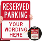 SmartSign 24 x 18 inch Custom “Reserved Parking” Metal Sign - Add Text, 80 mil Aluminum, 3M Laminated Engineer Grade Reflective Material, Red and White, Made in USA