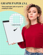 Aidunmis Graph Paper Pads 8.5 x 11, 4x4 Quad Ruled, 3 Pack Grid Paper Pad 8.5 x 11, 30 Sheets Perforated Blueprint Quadrille Letter Size Graphing Notebook for Drafting, Drawing, Engineering