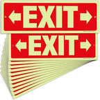 iSYFIX Exit Signs with Directional Right & Left Arrow - 12 Pack 12x4 Inch Glow in the Dark for Business, School, Office, Warehouse - Durable 40 Mil Polystyrene, UV Laminated, Waterproof, Scratch & Fade Resistant