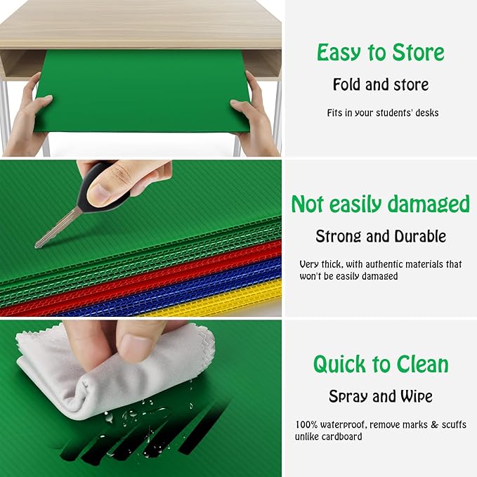 8 Pack Colorful Privacy Floders for Student Desks - Durable Plastic Erasable - Testing Dividers for Classroom - Easy Clean Privacy Shields for Student Testing Desk dividers- Includes Extra Labels