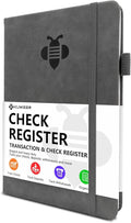 KUMEER Check Register – Elegant Check Registers for Personal Checkbook with Check & Transaction Registers, Hardcover Checkbook Log 5.2x7.6" (Grey)