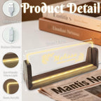 Personalized Acrylic Light Up Name Plate for Desk Custom Desk Name Plate Sign with Warm LED Light & Wooden Base Customized Office Accessories for Boss Teacher Employee