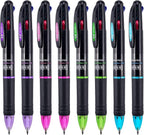 Bribobo 8 Pack Multicolor Ballpoint Pens 4-in-1 0.7mm Colored Retractable Ballpoint Gift Pens for Office School Supplies Students Gift