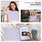 Ospelelf Vintage Hardcover 3 Ring 2 inch Leather Binder, Professional Binders Organizer Suitable for Letter Size Documents, Binder Dividers with Tabs, Purple