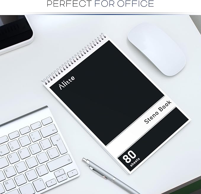 Alitte Steno Pads Spiral 6x9-24 Pack Regular Colors - Perfect for Work, School, and Home Use, Easy Tear-Off Pages, Gregg ruled, White Paper - No Ink Bleeds - 80 Sheets
