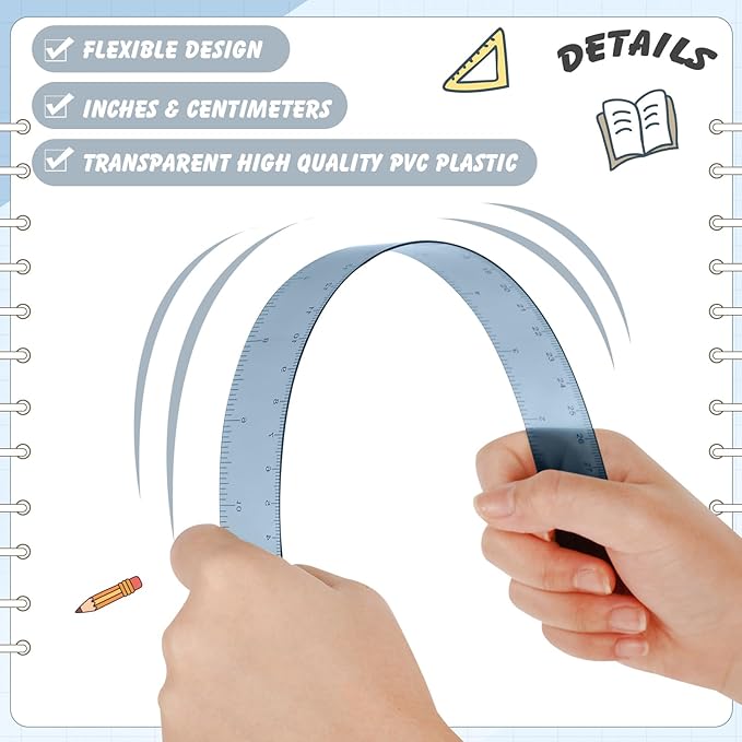 ForraFun 120 Pcs 12 Inch Plastic Ruler Bulk Colorful Transparent Ruler with Imperial and Metric Scales for Back School Office Supplies Home Tool Operation Measuring Drawing(Bohemian Colors)