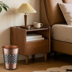 Monarch Abode Metal Bathroom Trash Can – Waste Basket for Bedroom, Office Desk, & Dorm, Handcrafted Geo Embossed, Durable Decorative Antique Copper Small Trash Can Bathroom Garbage Bin Wastebasket