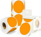 3 Inch Round Colored Dot Stickers, 2000 PCS, 4 Rolls in Dispenser Box - Orange Circle Color Coding Labels Dot Labels for Office, Home, Inventory Organizing