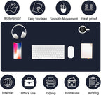 PU Leather Desk Pad Protector Gaming Mouse Pad Non Slip Desk Mat for Keyboard and Mouse Waterproof Desk Writing Pad for Office and Home Desk Accessories(Dark Blue, 31.5 * 15.7)