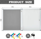 Geetery 26 x 28 Inch Enclosed Fabric Bulletin Board Tamperproof Lockable Noticeboard Fabric&Aluminium Frame Display Cases Wall-Mounted Display Case for School, Office - Secure, Durable Design(Gray)