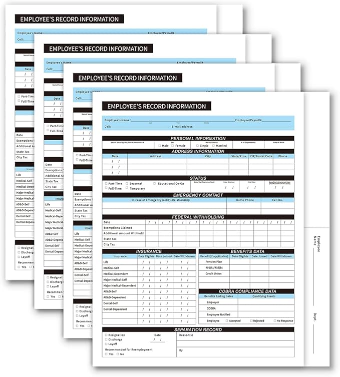 FENTASY Employee Record Folders - Confidential, High-Capacity, and Durable - Preprinted Pack of 25