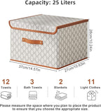 Tuza 4 Pack Fabric Storage Bins with Lids, Collapsible Closet Organizer Container, Decorative Storage Boxes with Lids for Organizing Clothes, Blanket, Grey & White, Medium