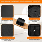 shouwuhho 18 Pack Furniture Risers Adjustable Bed Risers Heavy Duty Lifts Height 1", Square Stackable Bed Risers 1, 2 or 3 Inch for Desk Leg Table Couch Sofa Chair Bed Frame Legs Dorm, Black