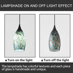 Fixture Replacement Globe Shade,Lampshade for E26 Base 1-5/8 Inch Fitter, Color Art Glass Oval Lampshade Cover for Pendant Kitchen Wall Sconce Chandelier Vanity Light (3, Agate Blue)